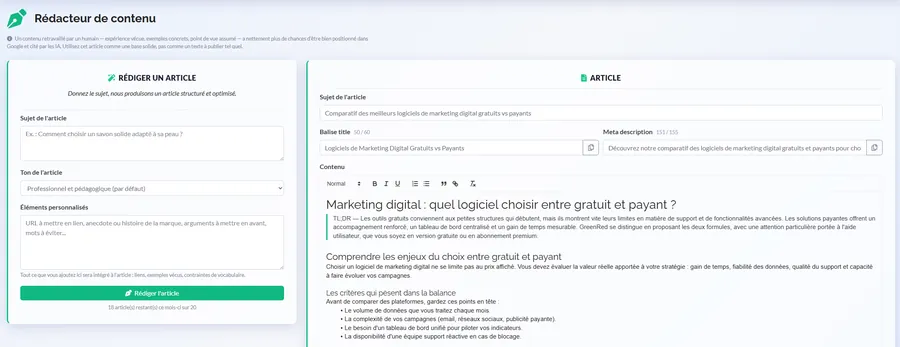 Rédacteur IA : un article prêt à publier